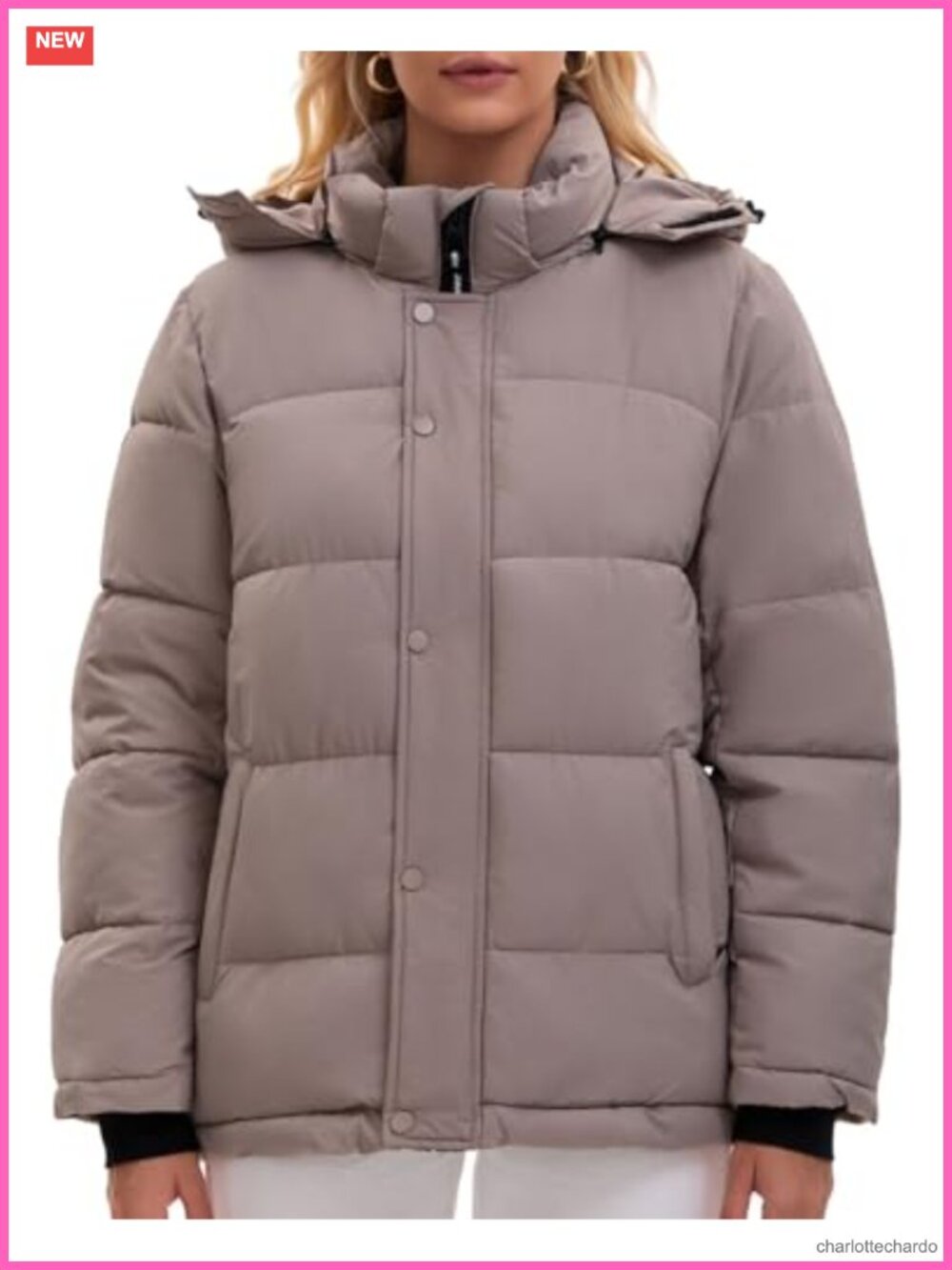 PUFFIT Women's Mid-Length Puffer Jacket Warm Thicken Hooded Winter Coat